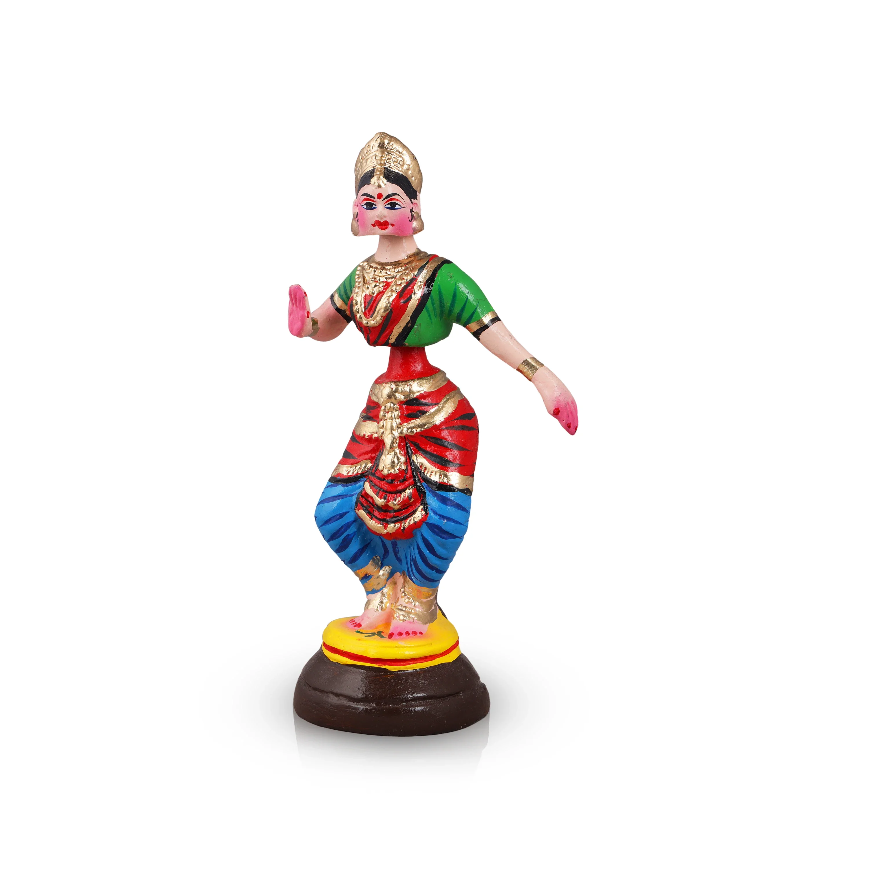 Bharatanatyam Dance Doll Paper Mache Golu Bommai - 12 x 6 Inches | Giri Golu Doll/ Navaratri Golu Bomma/Gombe - Image 6