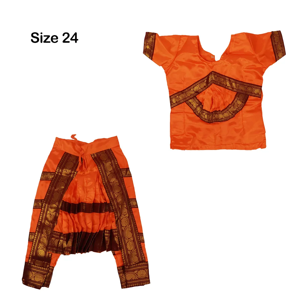 Bharatanatyam Dress - Size 24 | Satin Bharatanatyam Costume/ Readymade Dress for Kids - Image 7