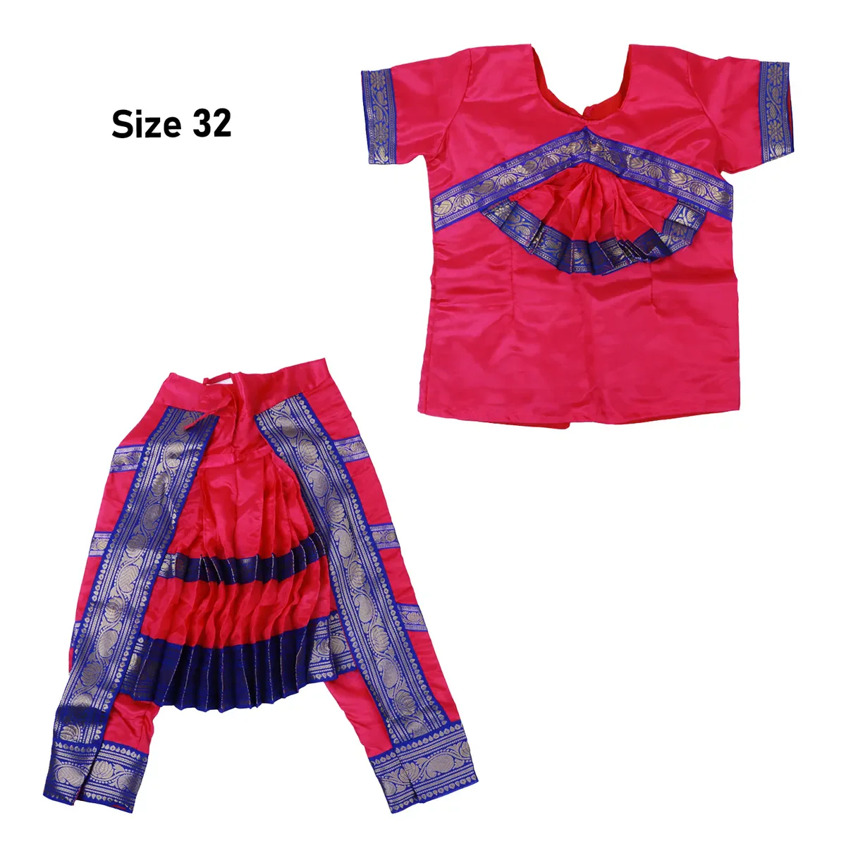 Bharatanatyam Dress - Size 32 | Satin Readymade Dress/ Jari Design Bharatanatyam Costume for Kids - Image 7