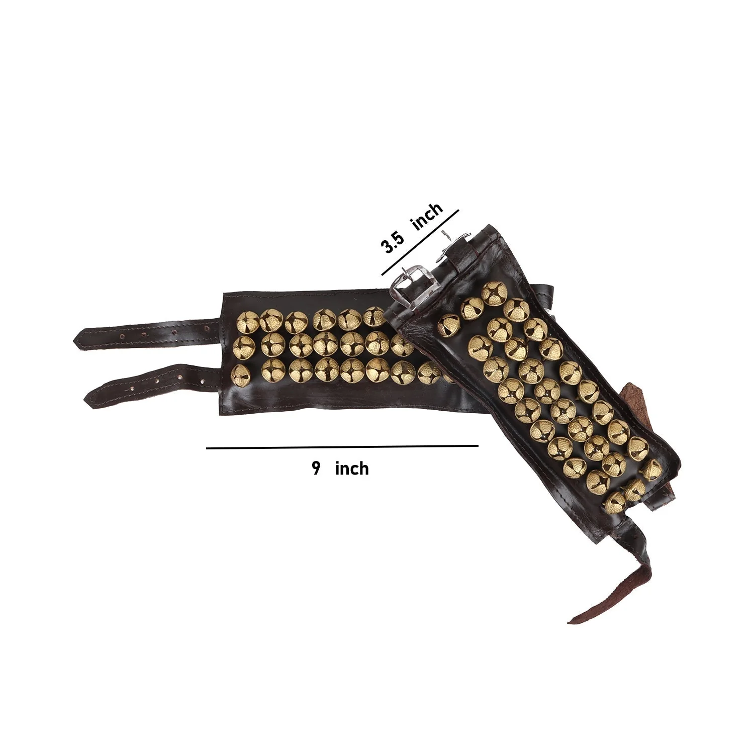 Bharatanatyam Ghungroo - 3.5 x 9 Inches | 3 Line Salangai/ Brass Ghunghroo/ Leather Ghungru for Dance - Image 3