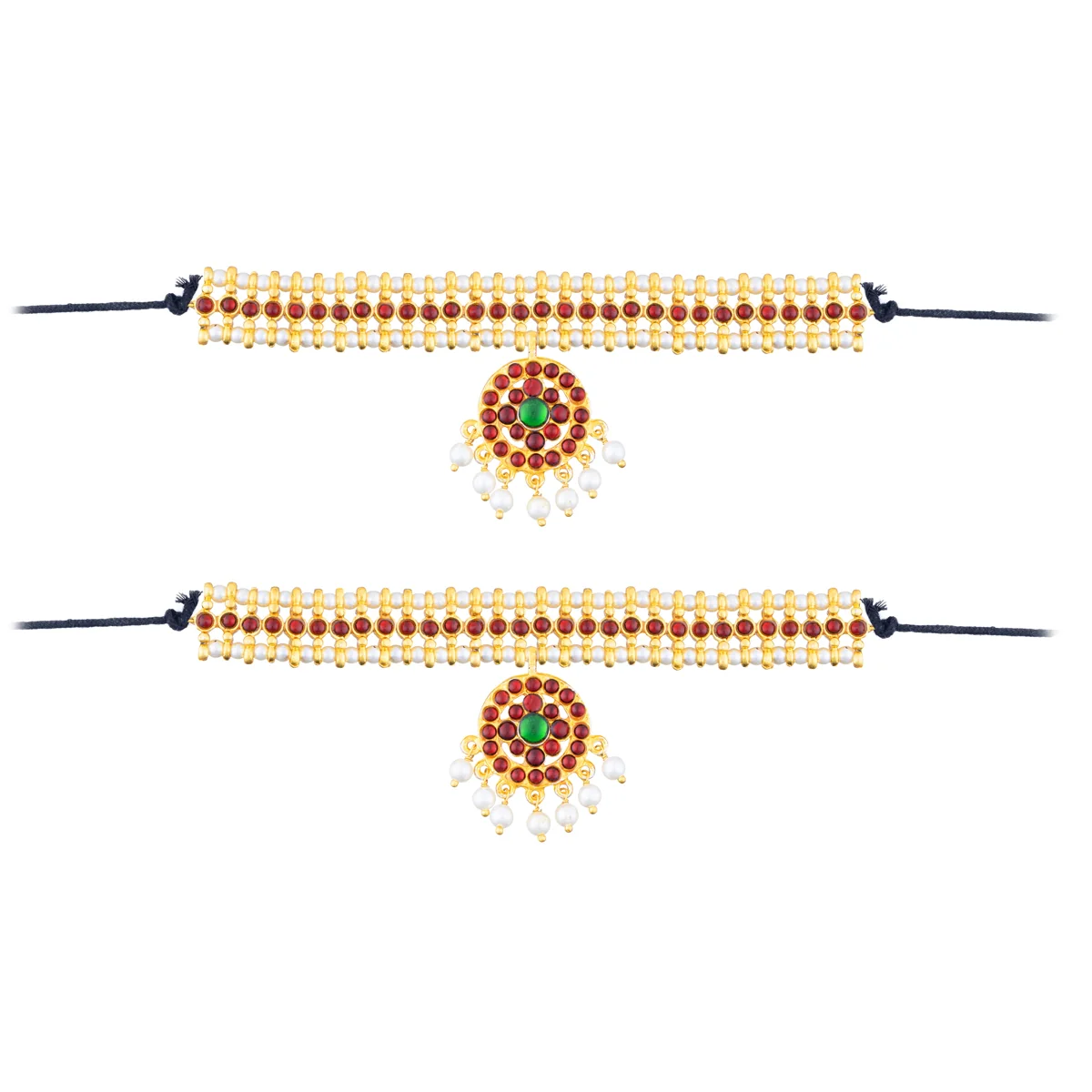 Bharatanatyam Jewellery Set Without Bangle | Kemp Artificial Jewelry/ Stone & Beads Design Jewellery for Dance - Image 4