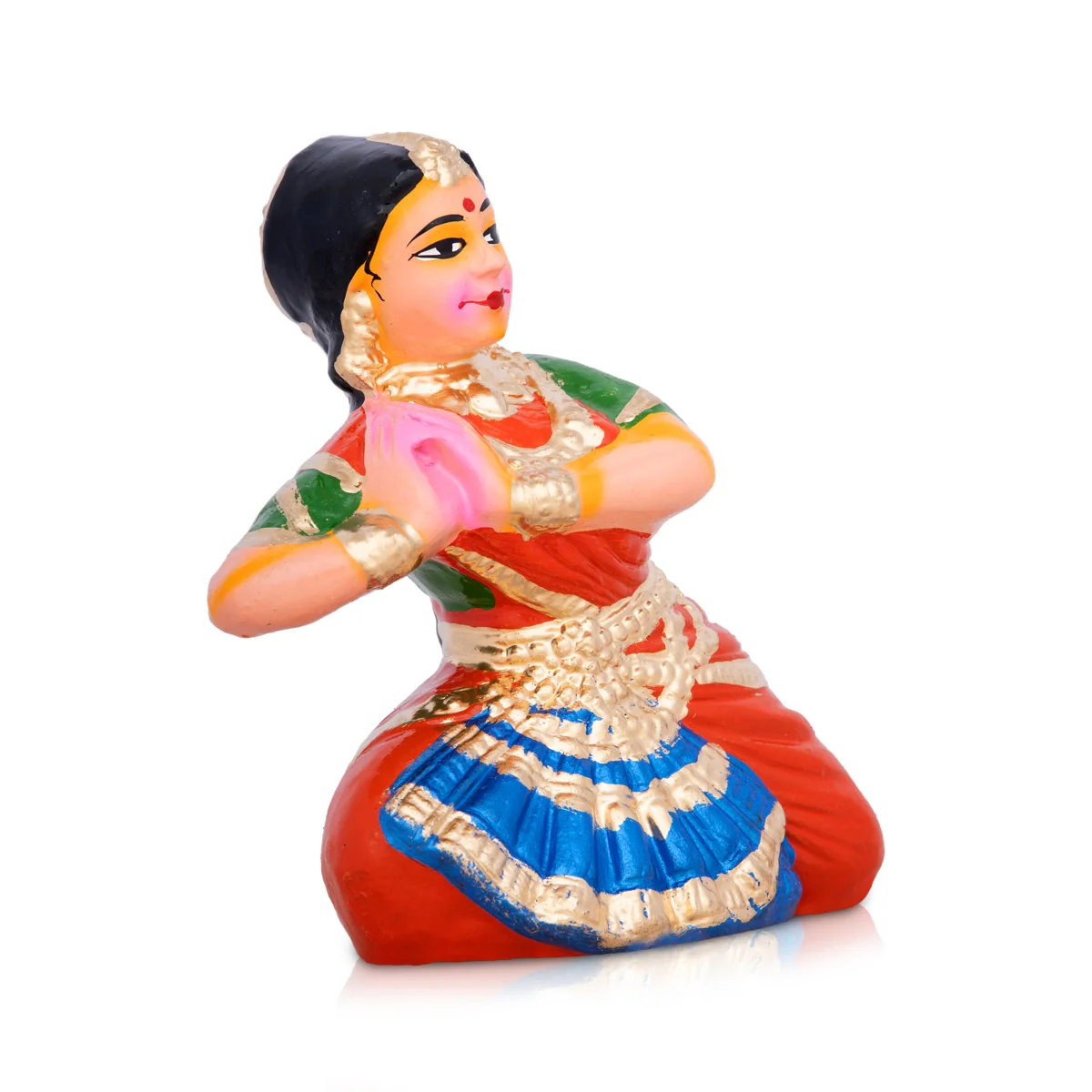 Bharathanatyam Clay Golu Bommai - 7 x 5 Inches | Giri Golu Doll/ Navaratri Golu Bomma/Gombe/Bommai - Image 2