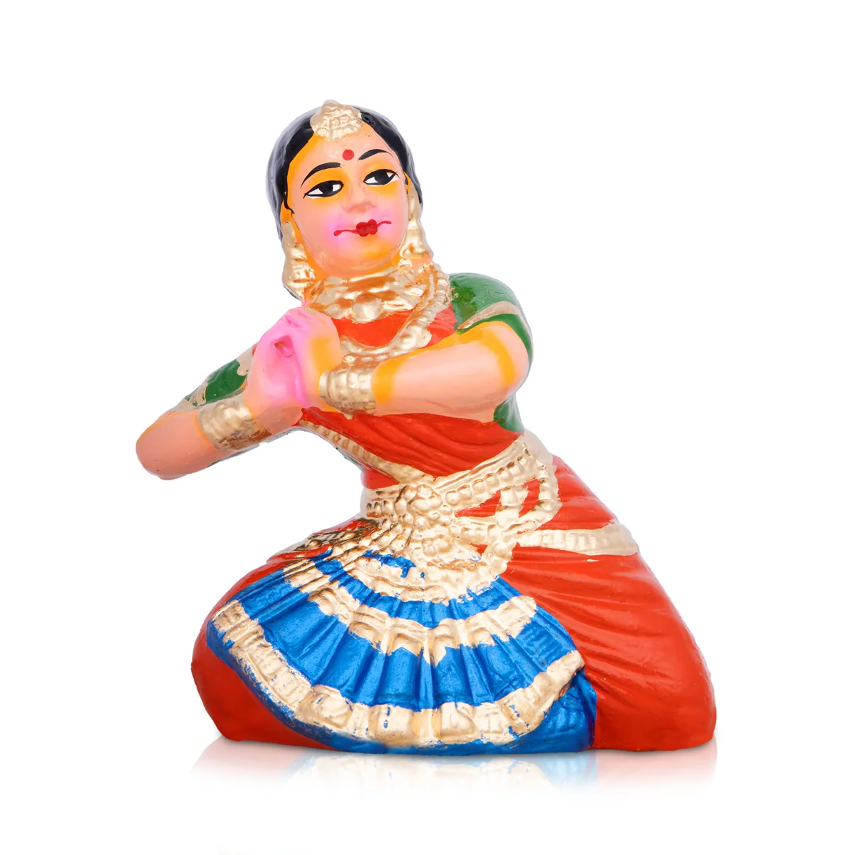 Bharathanatyam Clay Golu Bommai - 7 x 5 Inches | Giri Golu Doll/ Navaratri Golu Bomma/Gombe/Bommai - Image 3