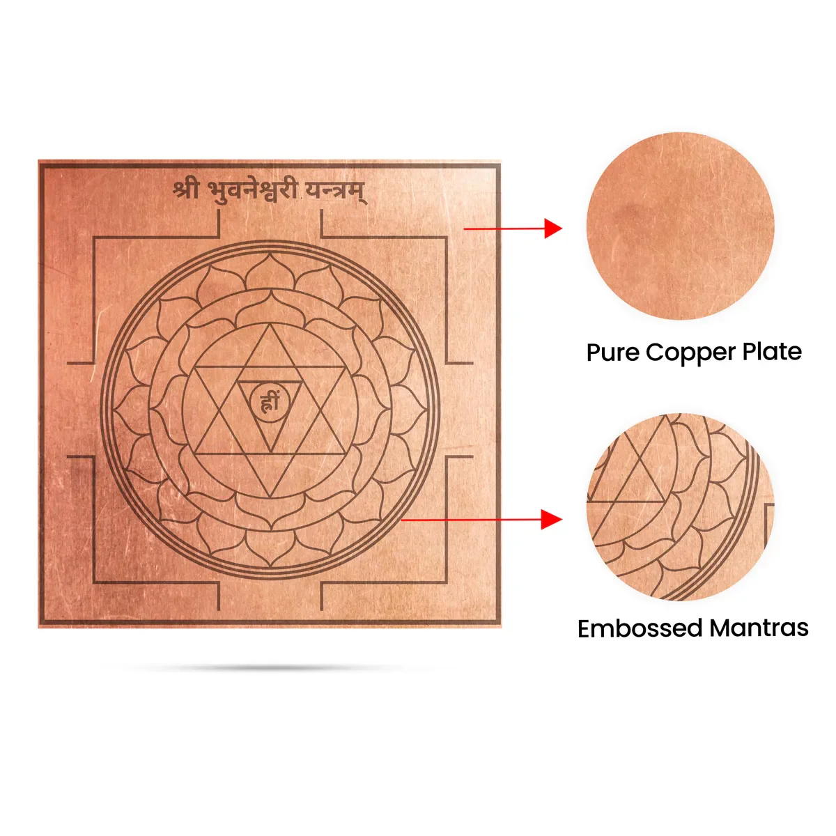 Bhuvaneshwari Yantra - 3 X 3 Inches | Sanskrit Bhuvneshwari Yantra/ Copper Yantra For Inner Strength - Image 2