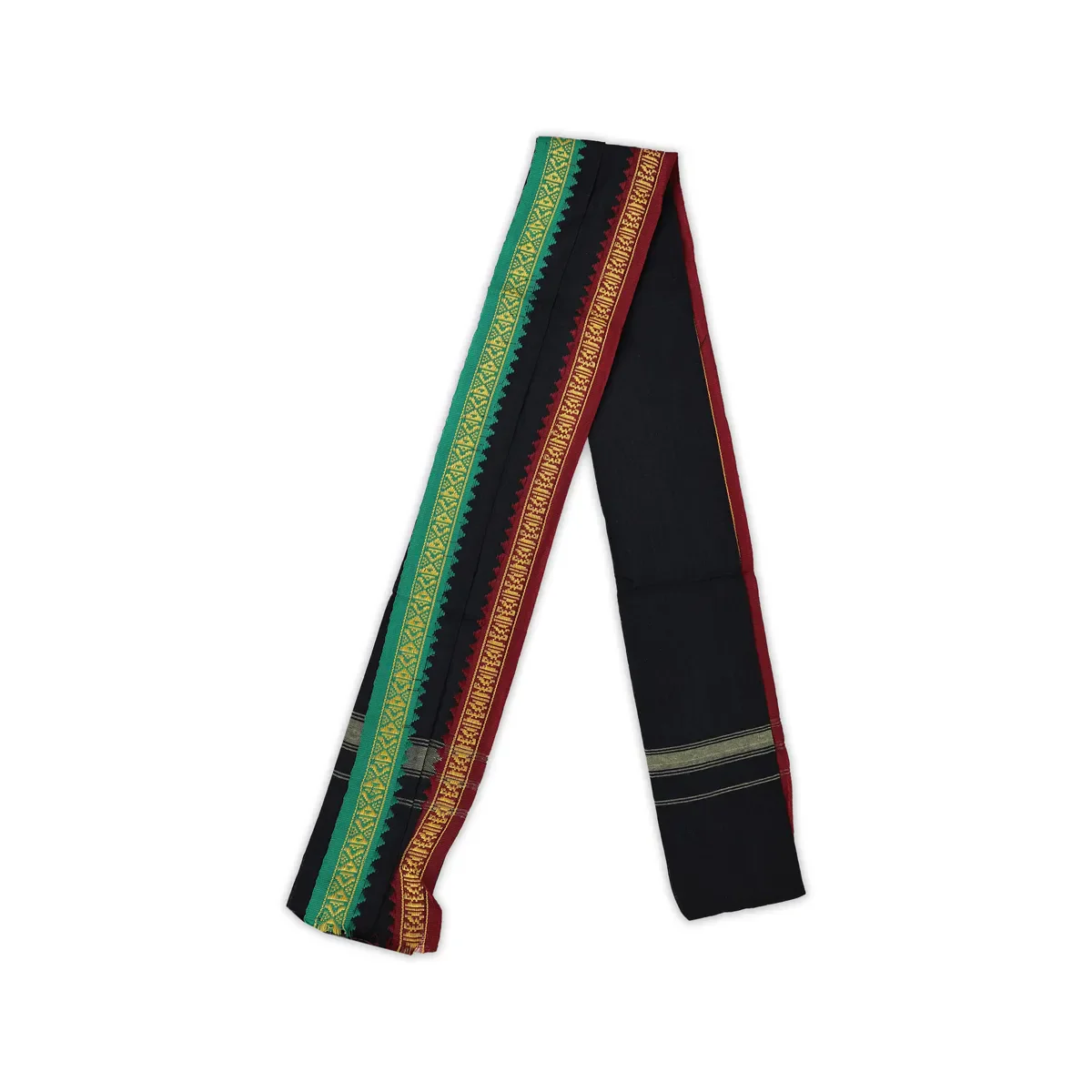 Black Angavastram - 27 X 54 Inches | Mla Border Design Towel/ Thundu/ Gamcha For Temple Visits And Rituals - Image 4