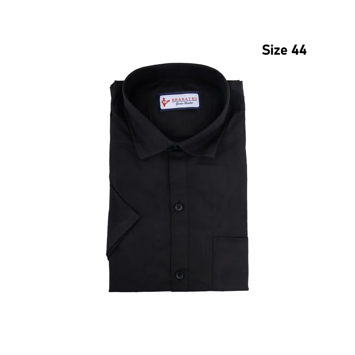 Black Colour Half Sleeve Shirt - Size 44 | Half Hand Casual Shirt/ Sattai/ Chekka For Traditional Occasions - Image 5