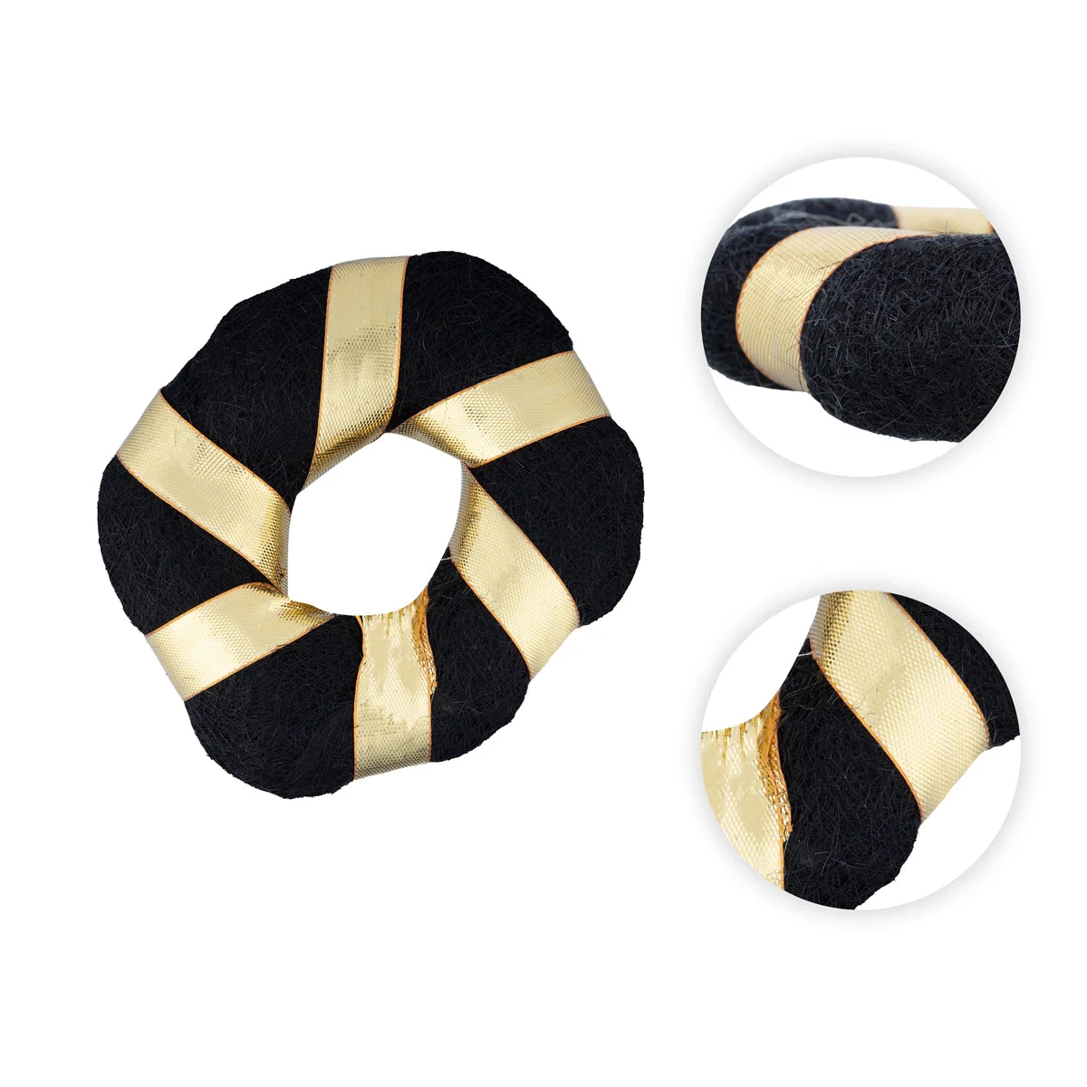 Black Hair Bun - 0.5 x 3 Inches | Hair Ring/ Hair Accessory/ Hair Decor for Deity Decor - Image 2