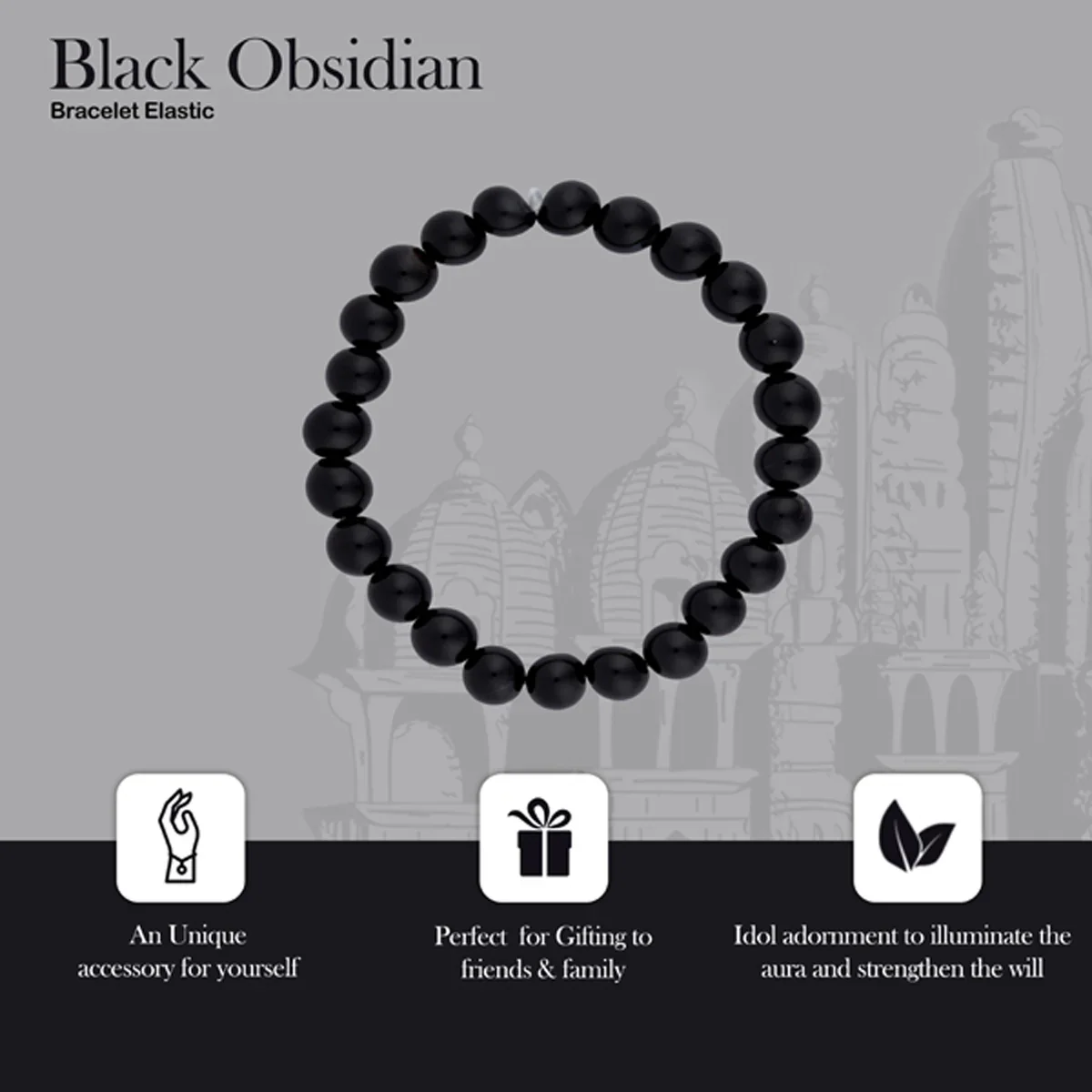 Black Obsidian Bracelet - 2.5 Inches | Crystal Bracelet/ Crystal Jewellery for Men & Women - Image 4