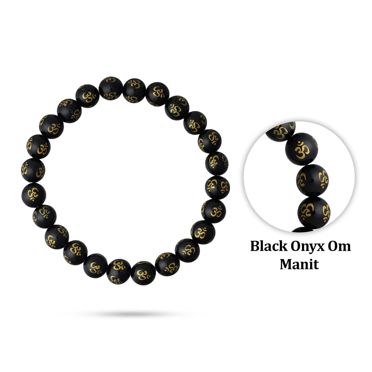 Black Onyx Om Mani Bracelet - 2.5 Inches | Gem Stone Bracelet/ Crystal Bracelet For Protection - Image 3