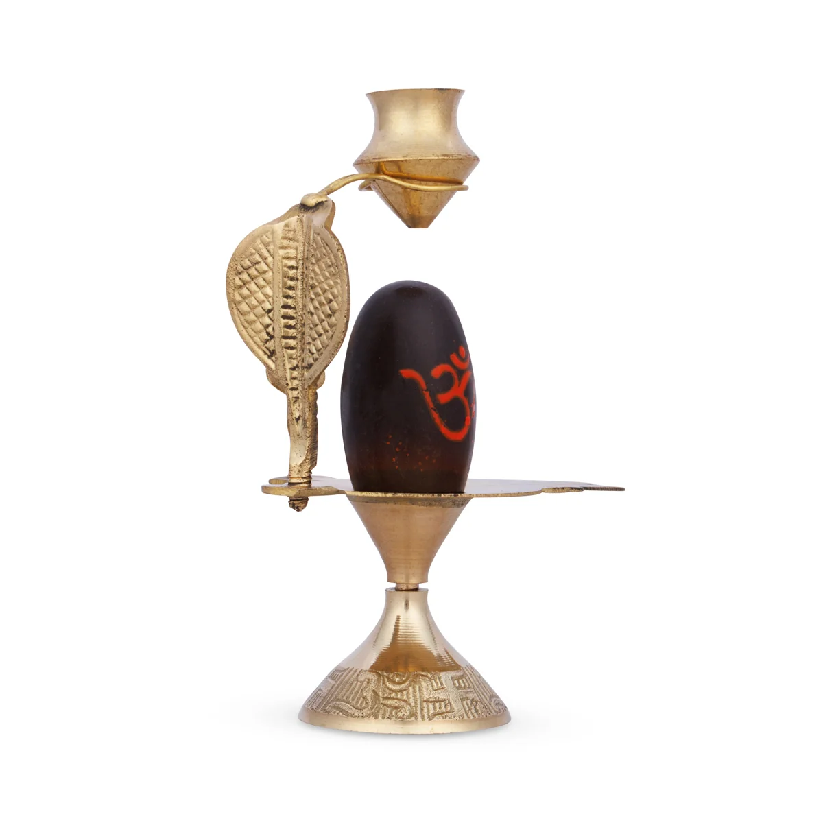 Black Shiva Lingam Statue With Nag Dhara Pot - 5 x 4 Inches | Brass Idol/ Shiv Ling Statue for Pooja - Image 3