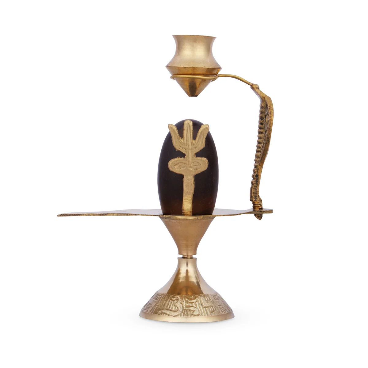 Black Shiva Lingam Statue With Nag Dhara Pot - 5 x 4 Inches | Brass Idol/ Shiv Ling Statue for Pooja - Image 4