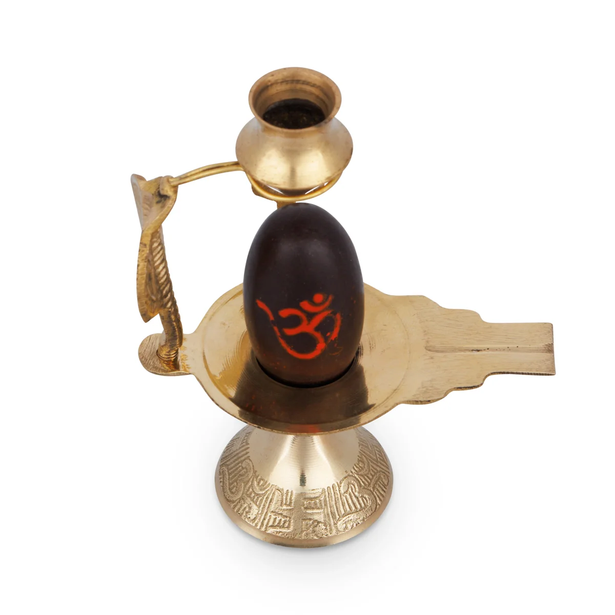 Black Shiva Lingam Statue With Nag Dhara Pot - 5 x 4 Inches | Brass Idol/ Shiv Ling Statue for Pooja - Image 5