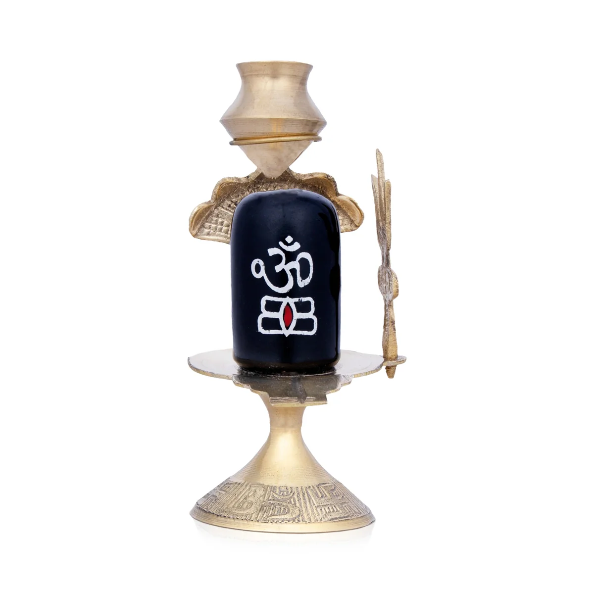 Black Shivling with Nag Dhara Pot - 5.5 Inches | Brass Idol/ Shiva Lingam/ Mahadev Shivling for Pooja