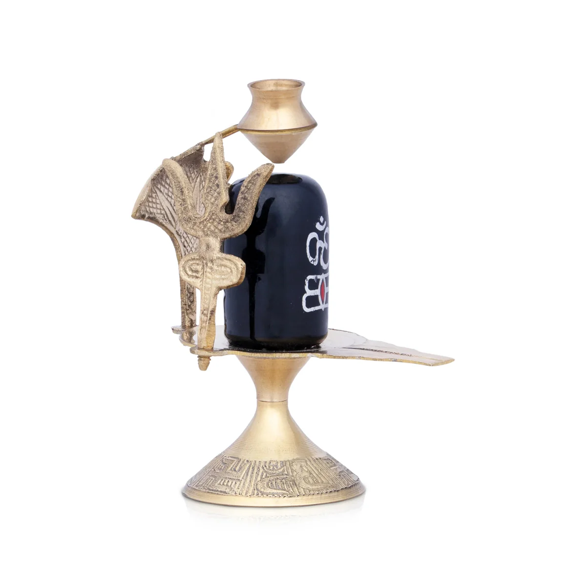 Black Shivling with Nag Dhara Pot - 5.5 Inches | Brass Idol/ Shiva Lingam/ Mahadev Shivling for Pooja - Image 2