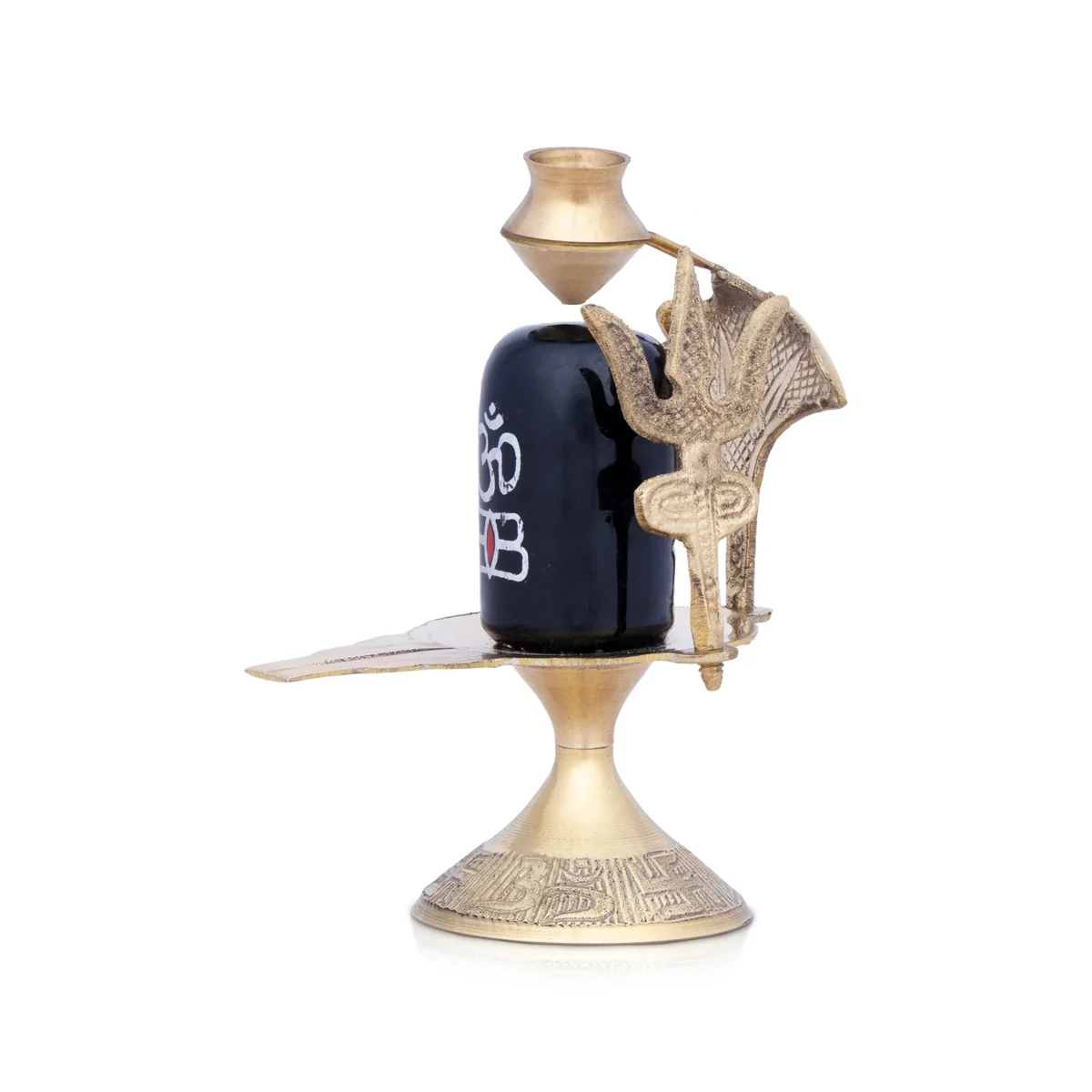 Black Shivling with Nag Dhara Pot - 5.5 Inches | Brass Idol/ Shiva Lingam/ Mahadev Shivling for Pooja - Image 3