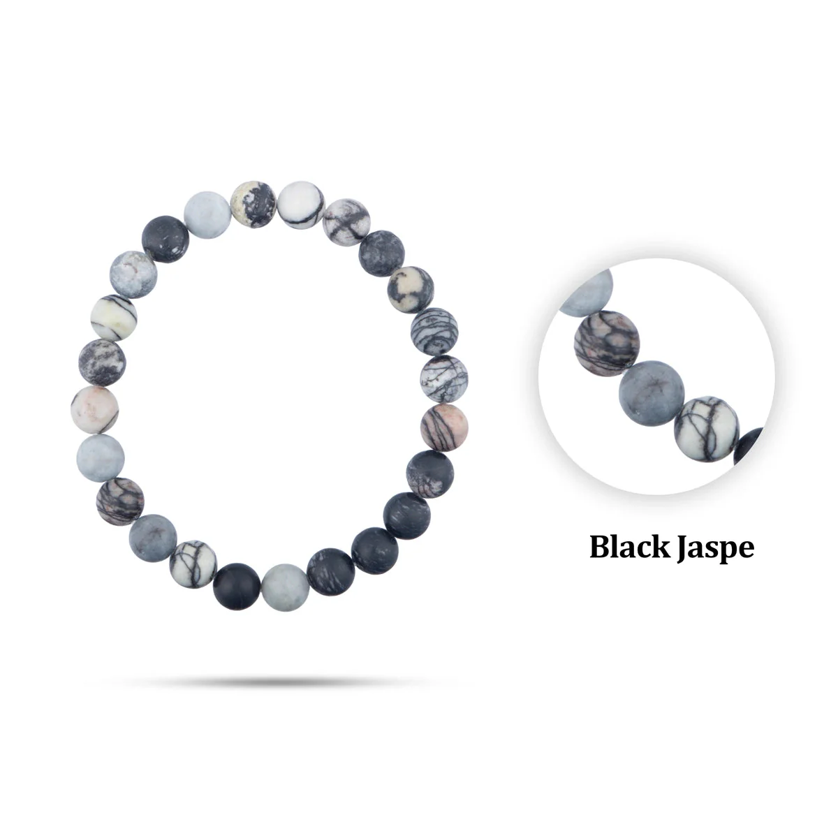 Black Web Jasper Bracelet - 2.5 Inches | Stone Jewellery/ Black Web Gem Bracelet For Protection And Strength - Image 2