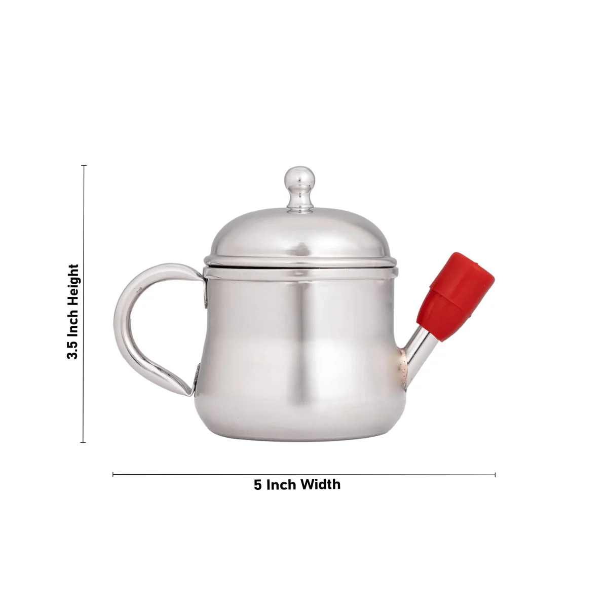Oil Pot With Handle - 3.5 x 5 Inches | Stainless Steel Oil Pot With Lid/ Tea Pot for Home/ 95 Gms Approx - Image 2