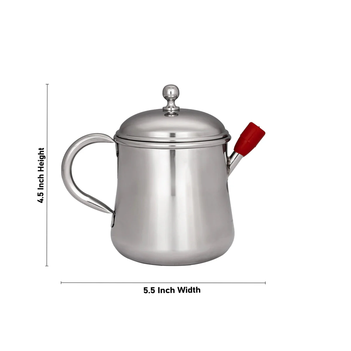 Oil Pot With Lid - 4.5 x 5.5 Inches | Stainless Steel Oil Pot With Handle/ Tea Pot for Home/ 150 Gms Approx - Image 3