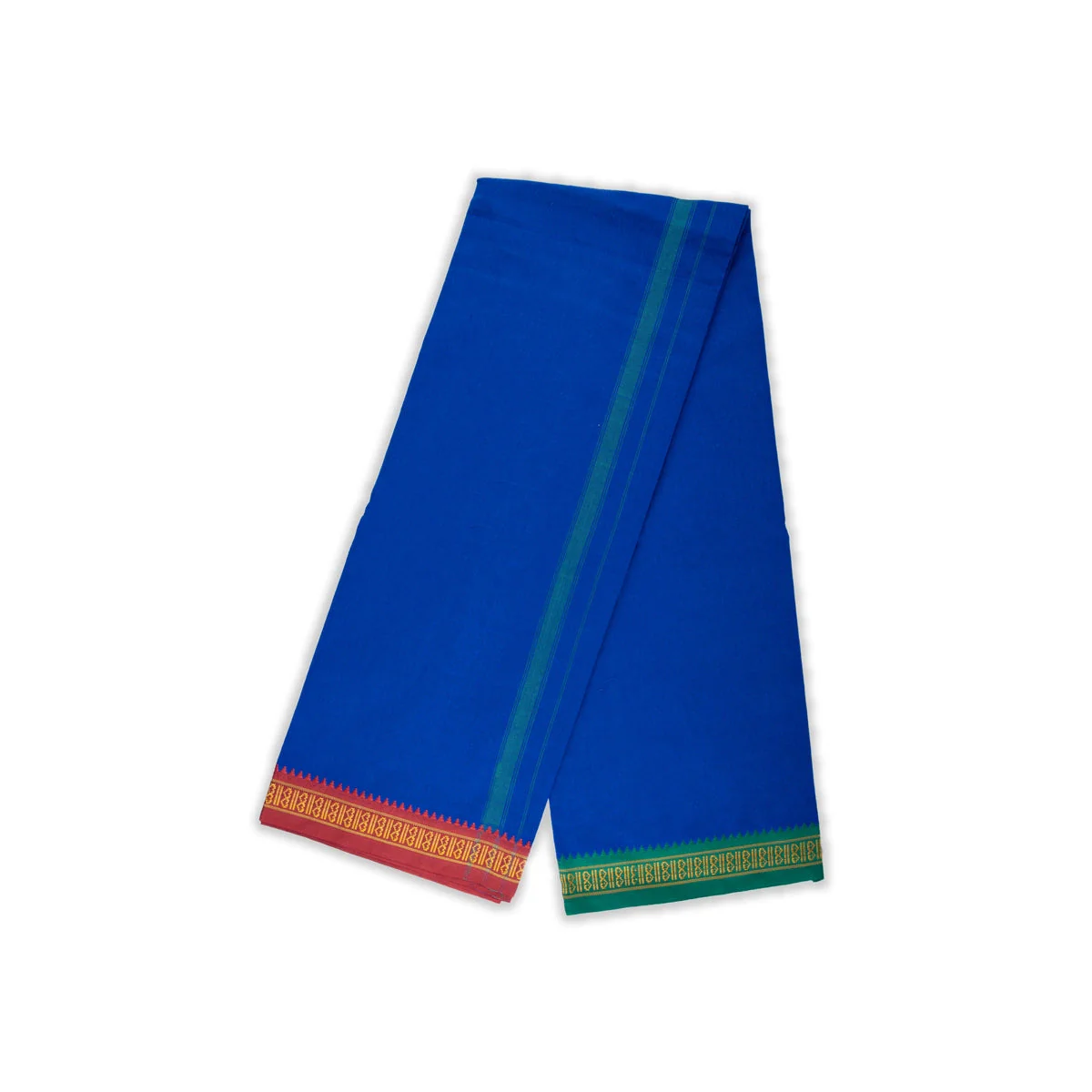 Veshti - 2 Mtrs | Ayyappa Thalapathi Border Vesti/ Blue Colour Dhoti for Men - Image 5
