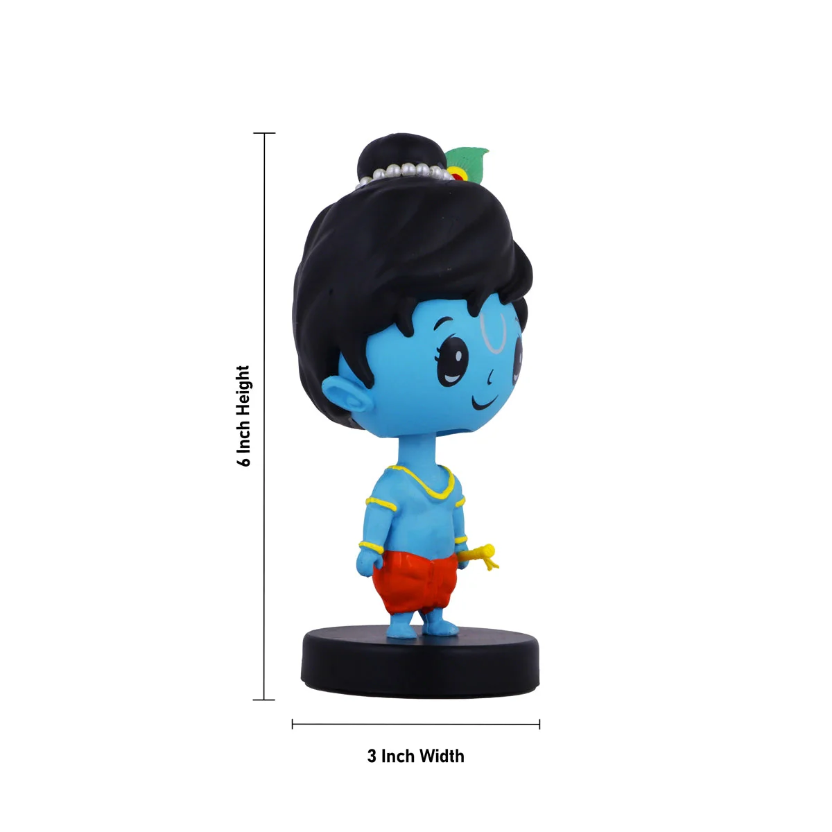 Bobble Head Krishna Murti - 6 X 3 Inches | Bobble Head Figurine/ Krishna Idol/ Bubble Head Statue For Gifting - Image 5