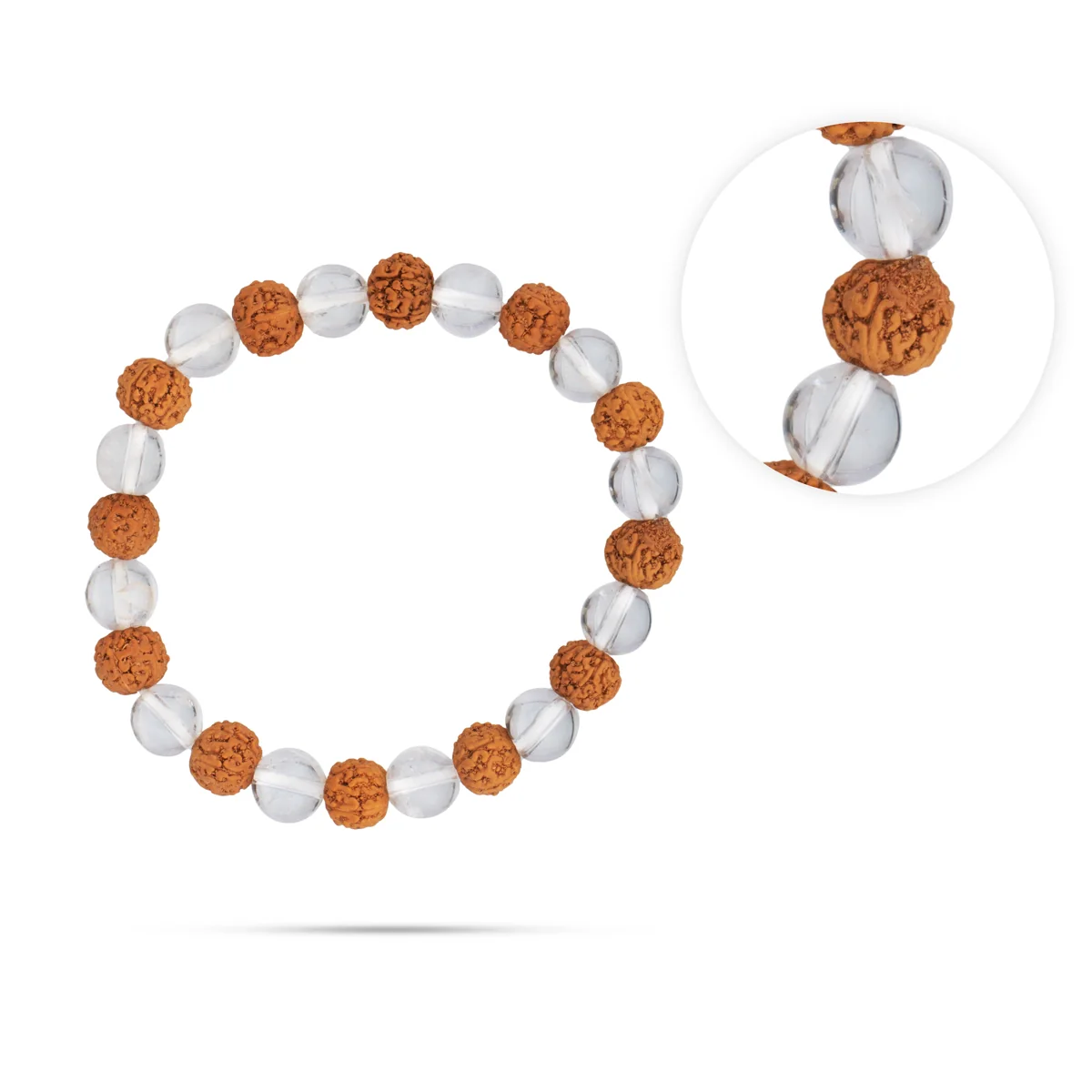 Rudraksha Sphatik Bracelet - 2.5 Inches | Elastic Type Sphatik Rudraksha Bracelet for Men and Women - Image 3