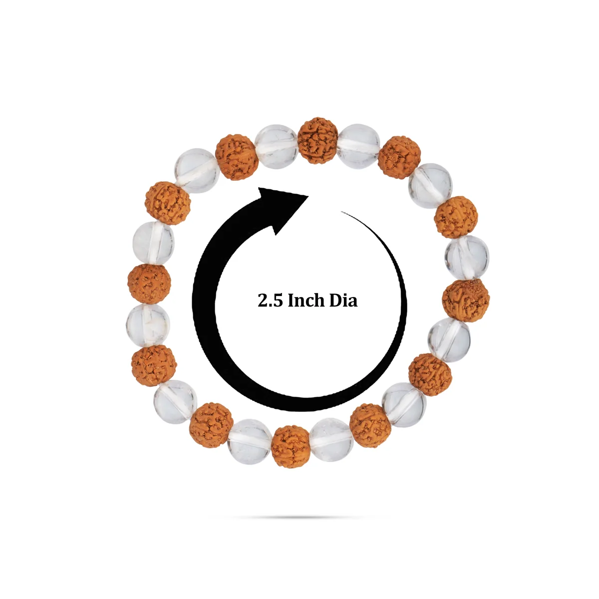 Rudraksha Sphatik Bracelet - 2.5 Inches | Elastic Type Sphatik Rudraksha Bracelet for Men and Women - Image 5