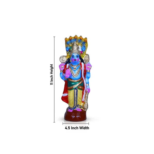 Brahma Vishnu Shiva Clay Golu Bommai Set - 11 x 4.5 Inches | Giri Golu Doll/ Navaratri Golu Bomma/Gombe/Bommai - Image 5