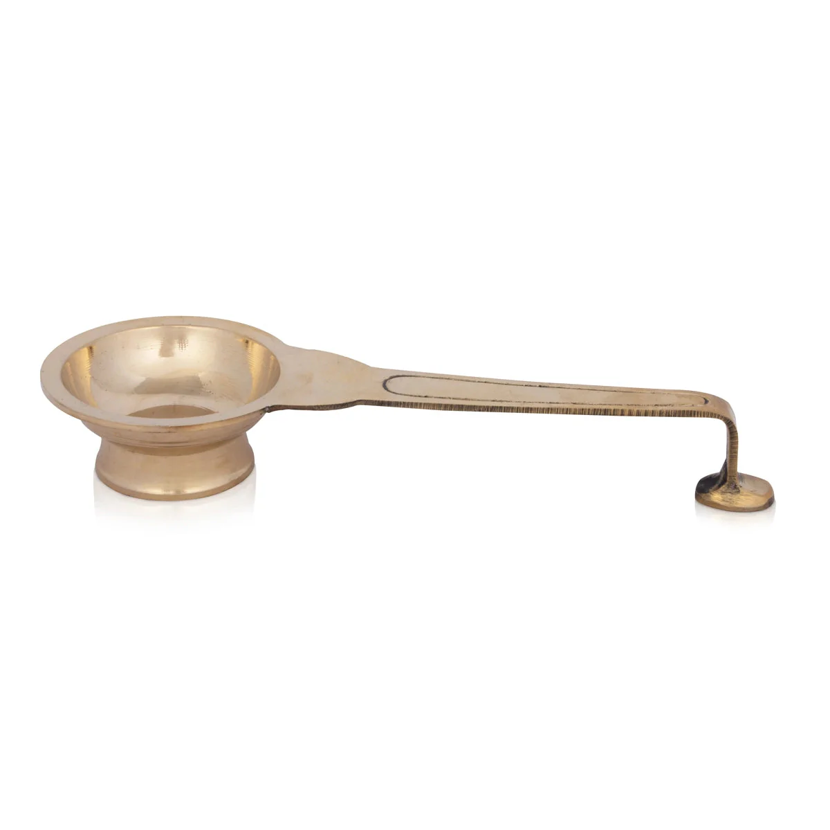 Brass Aarti With Handle - 1.5 x 10 Inches | Laddle Camphor Burner/ Kapoor Dhani/ Karpura Aarti for Pooja - Image 2
