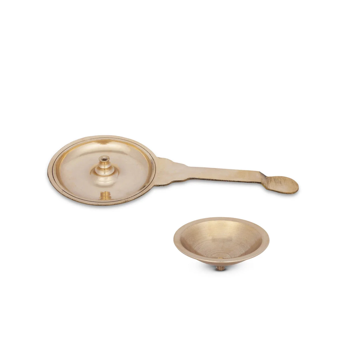 Brass Aarti With Handle - 1.5 x 10 Inches | Palghat Camphor Burner/ Kapoor Dhani/ Karpura Aarti for Pooja - Image 2