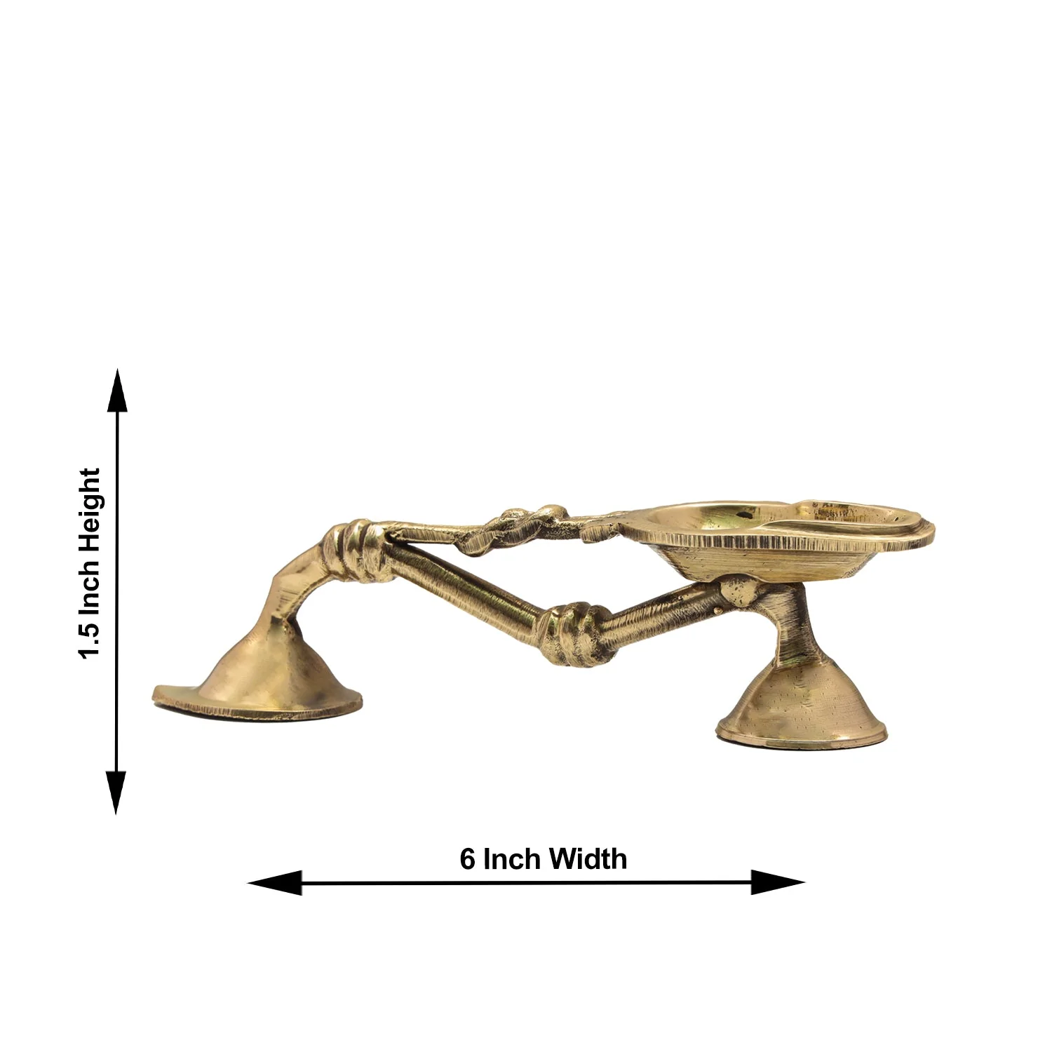Brass Aarti With Handle - 1.5 x 6 Inches | One Mukh Camphor Burner/ Kapoor Dhani/ Karpura Aarti for Pooja - Image 2