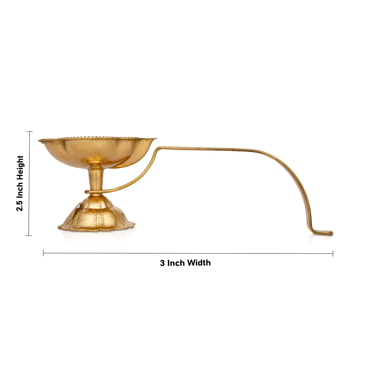 Brass Aarti With Handle - 2.5 x 3 Inches | Camphor Burner/ Kapoor Dhani/ Kapur Dhani for Pooja - Image 5