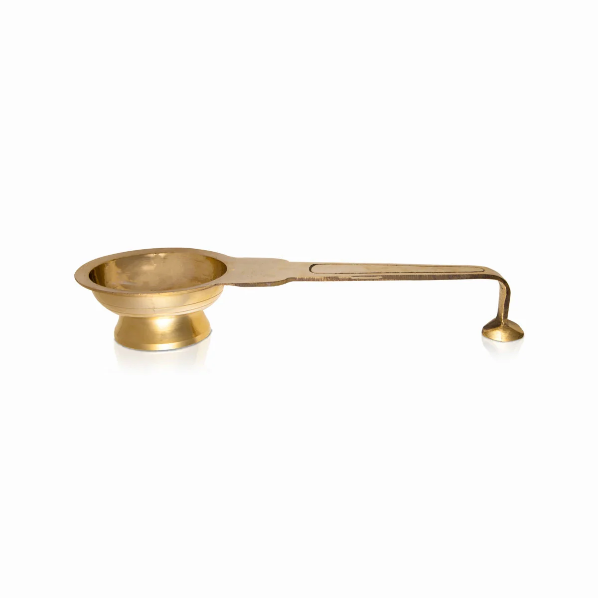 Brass Aarti With Handle - 2 x 11 Inches | Laddle Camphor Burner/ Kapoor Dhani/ Karpura Aarti for Pooja - Image 2