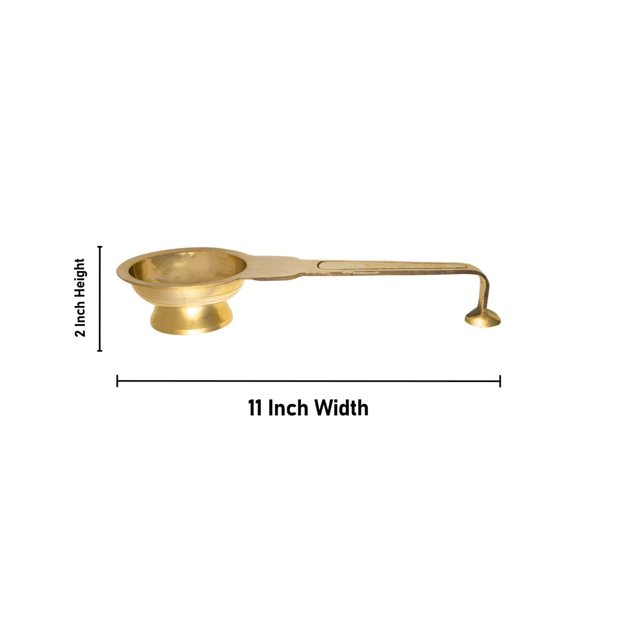 Brass Aarti With Handle - 2 x 11 Inches | Laddle Camphor Burner/ Kapoor Dhani/ Karpura Aarti for Pooja - Image 3