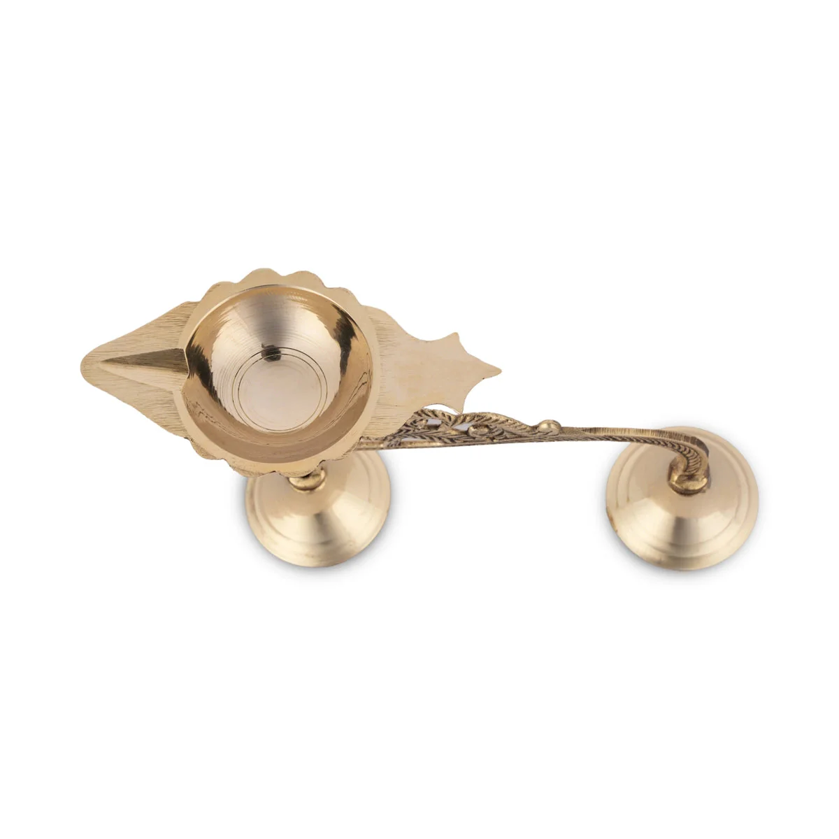 Brass Aarti With Handle - 4.25 x 7.5 Inches | Camphor Burner/ Kapoor Dhani/ Karpura Aarti for Pooja - Image 2