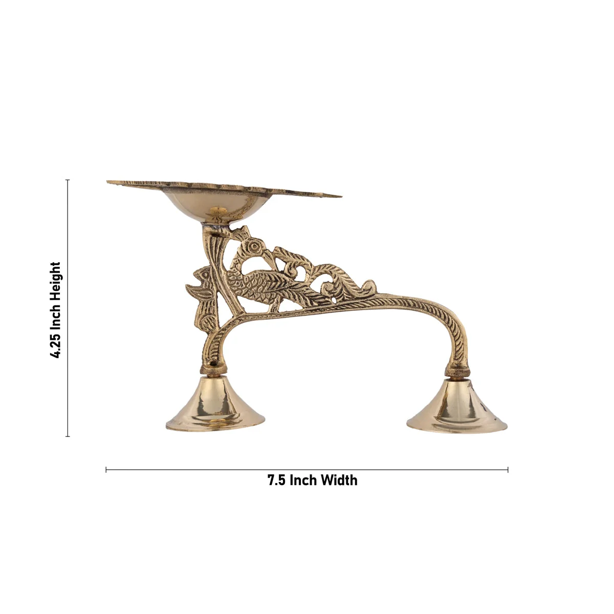 Brass Aarti With Handle - 4.25 x 7.5 Inches | Camphor Burner/ Kapoor Dhani/ Karpura Aarti for Pooja - Image 3