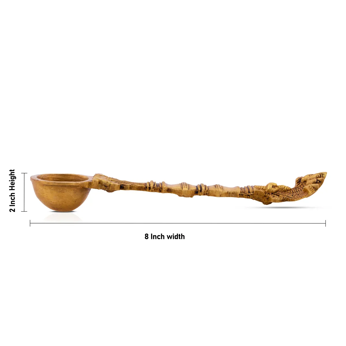 Brass Achmani - 8 Inches | Antique Brass Uddharani/ Sheshnag Handle Pali Spoon for Puja/ 195 Gms Approx - Image 5