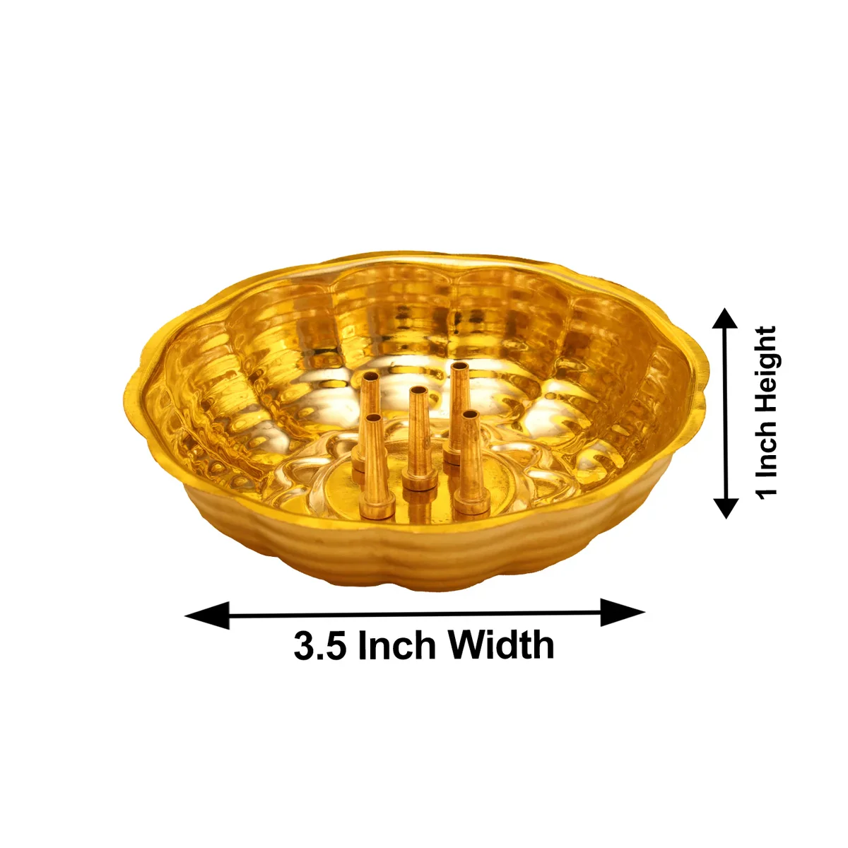 Brass Agarbatti Stand - 1 x 3.25 Inches | Plate Pipe Bathi Incense Holder for Pooja/ 30 Gms Approx - Image 3