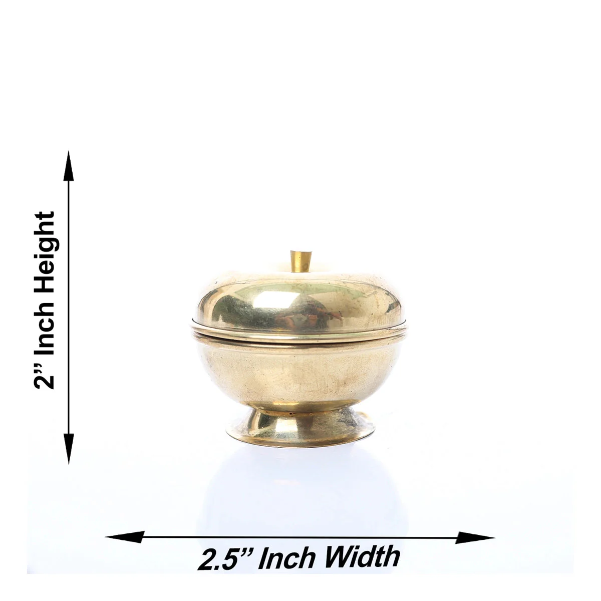 Brass Kumkum Pot - 2 x 2.5 Inches | Apple Shape Sindoor Pot/ Kumkuma Bowl for Women - Image 3