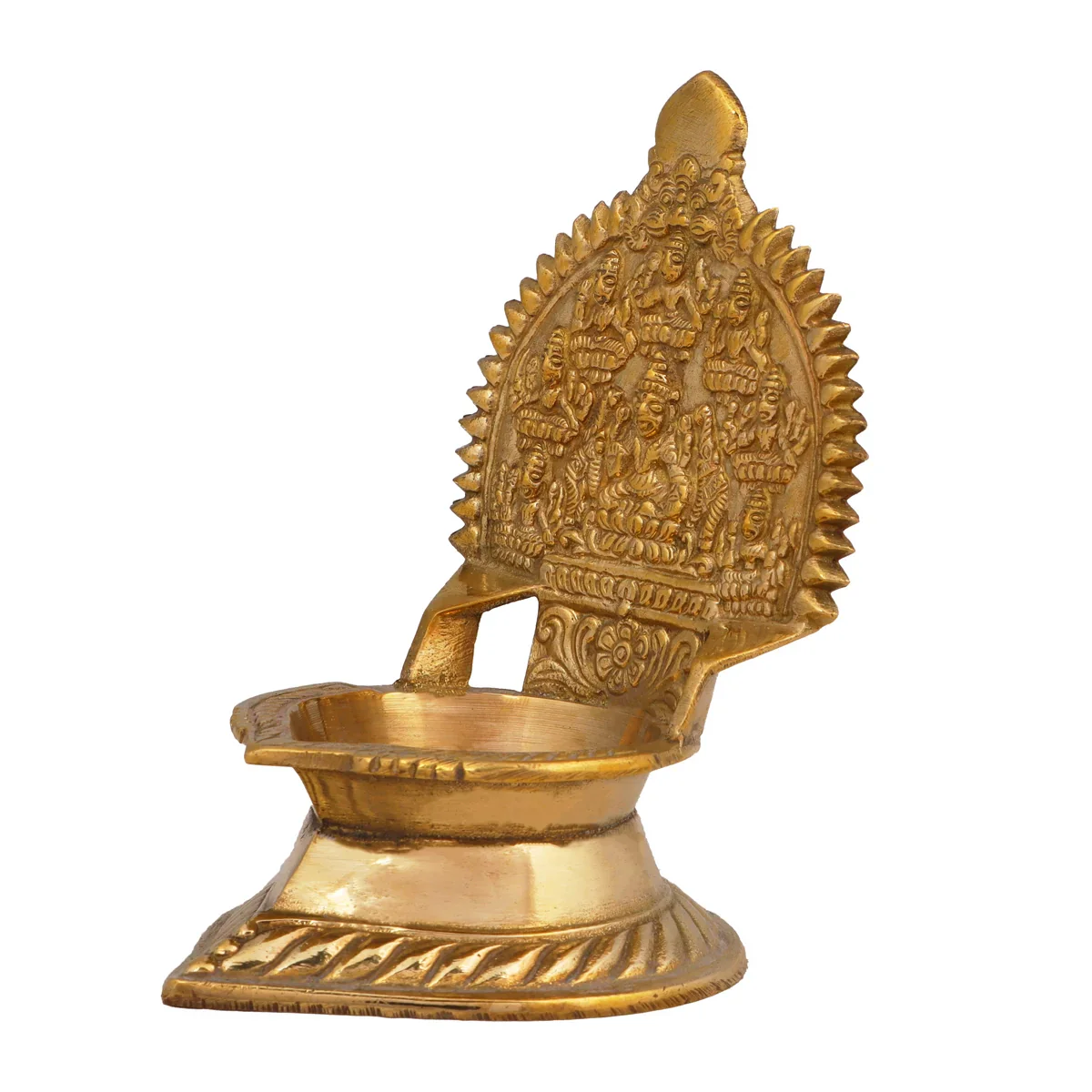 Brass Ashtalakshmi Lamp - 5 x 3 Inches | Gold Polish Laxmi Vilakku/ Ashta Lakshmi Deepam/ 240 Gms Approx - Image 3
