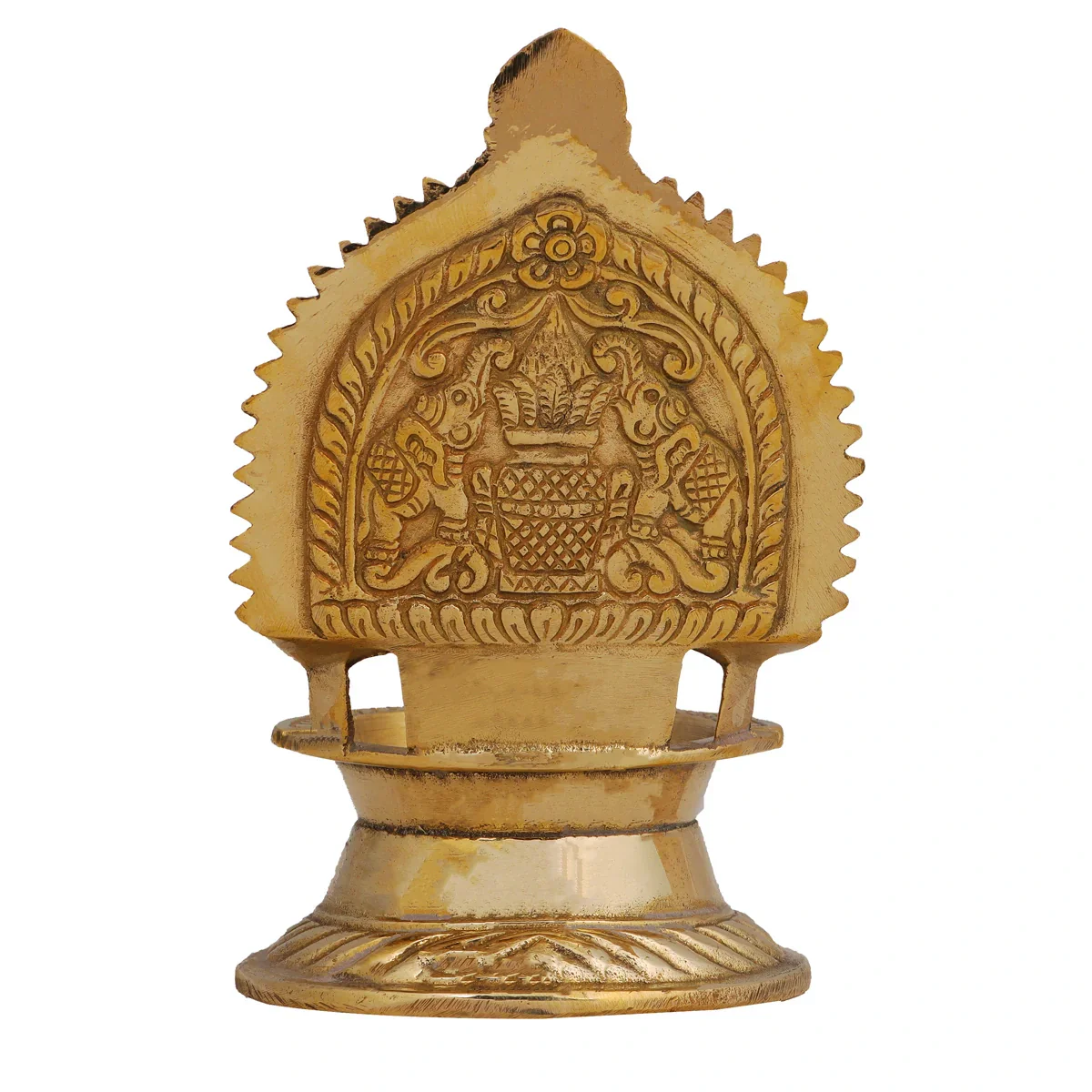 Brass Ashtalakshmi Lamp - 5 x 3 Inches | Gold Polish Laxmi Vilakku/ Ashta Lakshmi Deepam/ 240 Gms Approx - Image 4