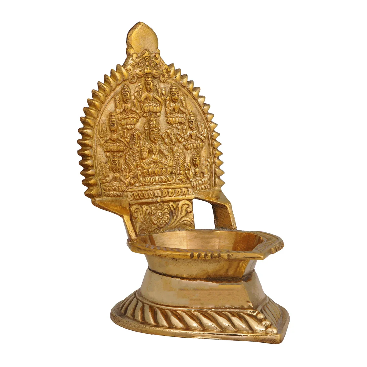 Brass Ashtalakshmi Lamp - 5 x 3 Inches | Gold Polish Laxmi Vilakku/ Ashta Lakshmi Deepam/ 240 Gms Approx - Image 5