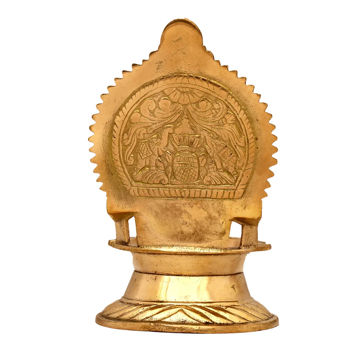 Brass Ashtalakshmi Lamp - 5 x 3 Inches | Gold Polish Laxmi Vilakku/ Ashta Lakshmi Deepam for Pooja - Image 2