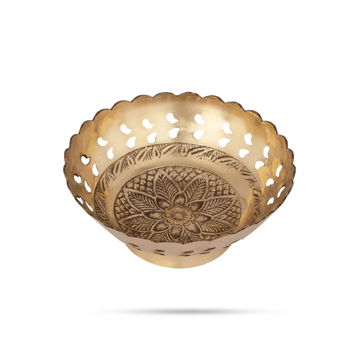 Brass Bowl With Base - 1.75 x 4 Inches | Pooja Cup/ Brass Katora/ Pooja Bowl for Home - Image 2