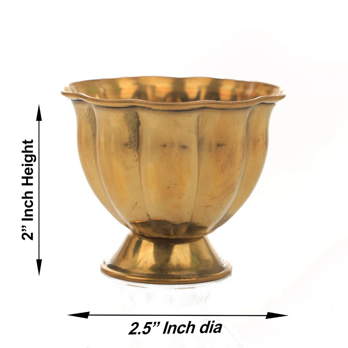 Brass Bowl With Base - 2 x 2.5 Inches | Pooja Bowl/ Lotus Design Chandan Cup for Home/ 30 Gms Approx - Image 2