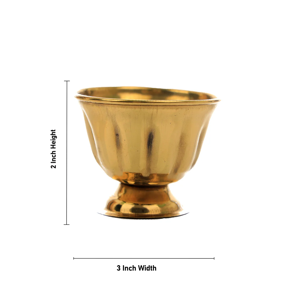 Brass Bowl With Base - 2 x 3 Inches | Pooja Bowl/ Chandan Cup for Home/ 35 Gms Approx - Image 3