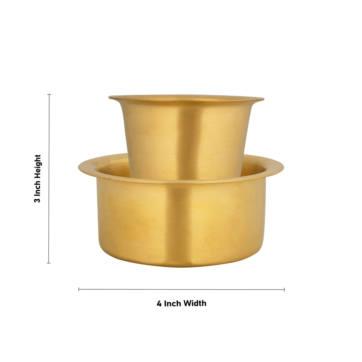Brass Coffee Dabara Set - 3 x 4 Inches | Mat Finish Coffee Dabra Set/ Brass Davara Tumbler for Home - Image 6
