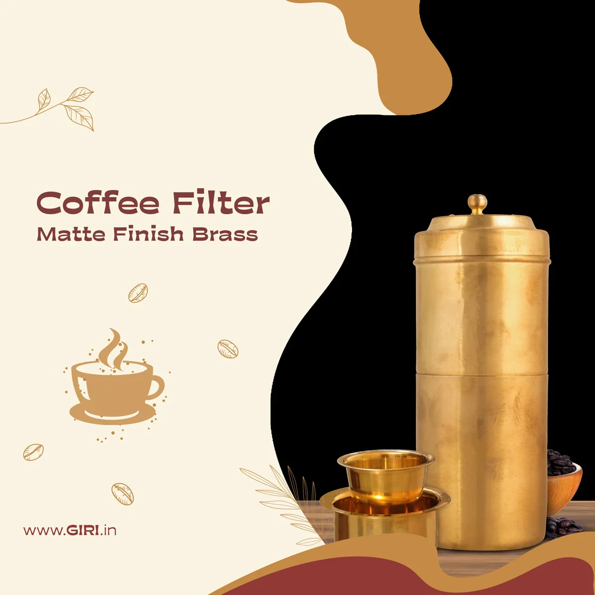 Brass Coffee Filter - 7 x 2.5 Inches | Brass Filter Coffee Maker for Home/ 285 Gms Approx - Image 9