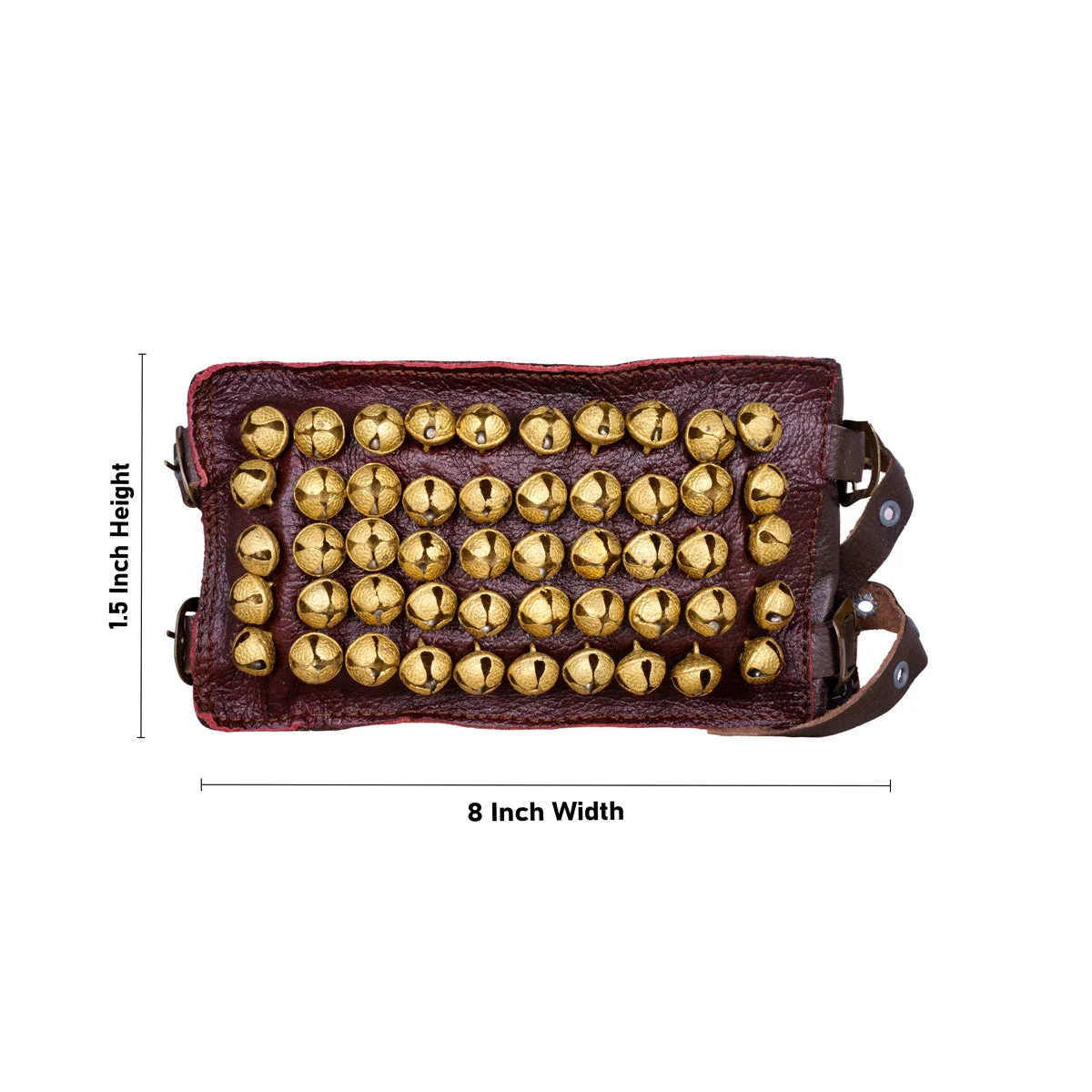Brass Ghungroo - 1.5 x 8 Inches | 5 Line Dance Salangai/ Leather Bharatanatyam Salangai for Dance - Image 3