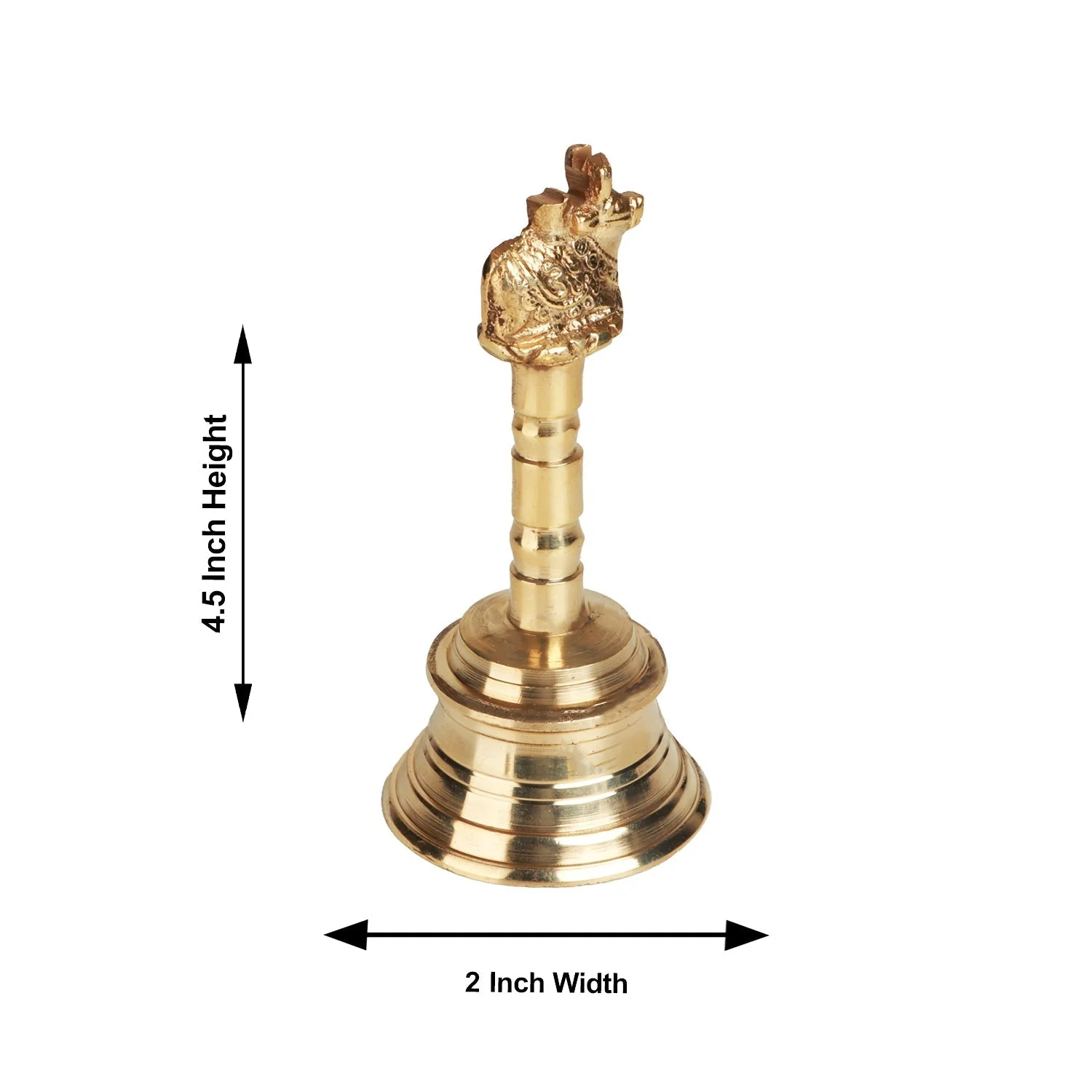 Brass Hand Bell - 4.5 Inches | Nandi Handle Ghanti for Pooja/ 180 Gms Approx - Image 3