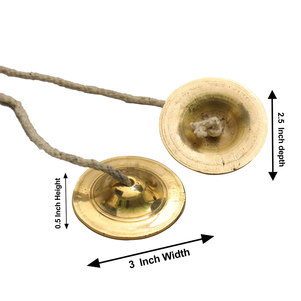 Brass Hand Cymbals - 0.5 x 3 Inches | Manjira Taal/ Talam With Rope Bhajan/ Jalra for Kirtan/ 195 Gms Approx - Image 4
